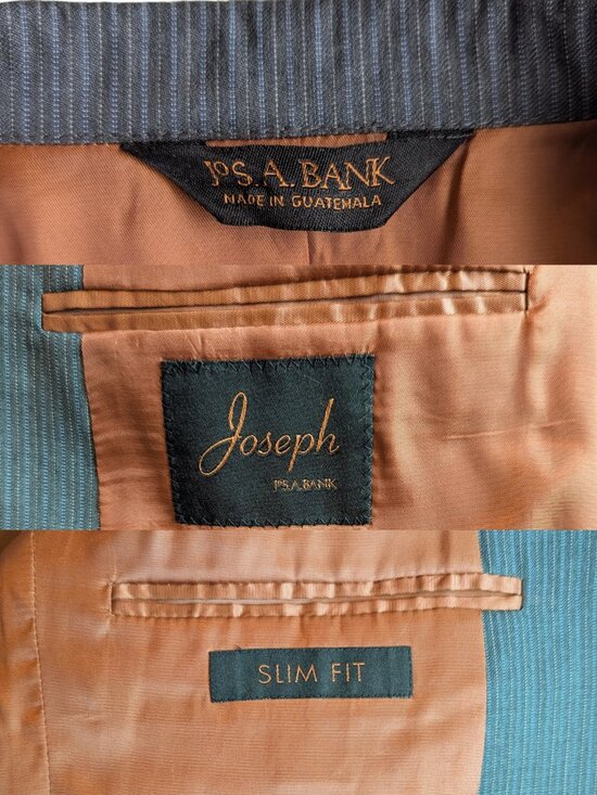 Jos A Bank Slim Fit Suit Gray Pinstripe 100% Wool | 40L Jacket & 34L Pant - Picture 6 of 10